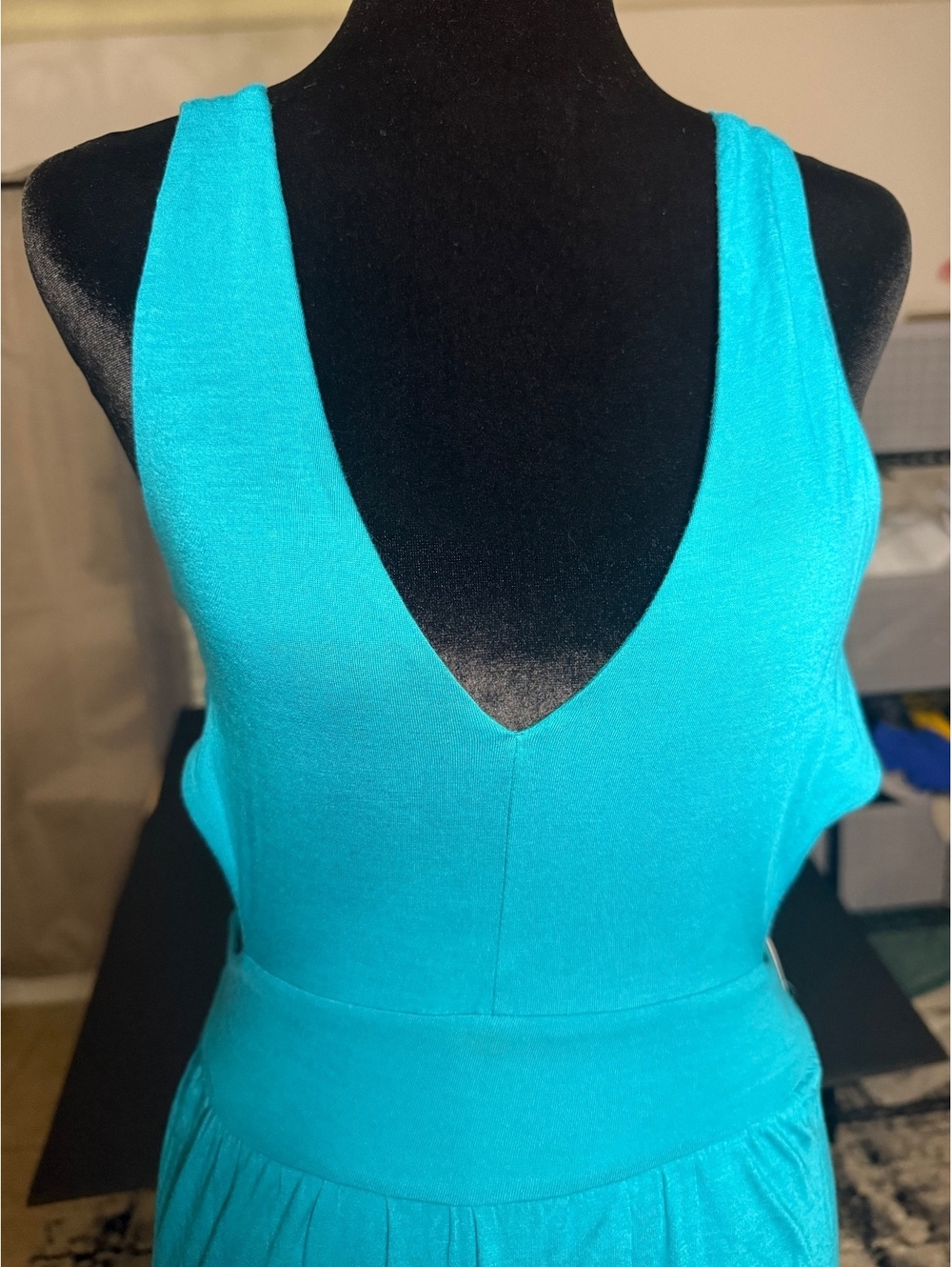 Bebe Turquoise Sleeveless Dress with Cutout Back and Tie - Picture 4 of 10